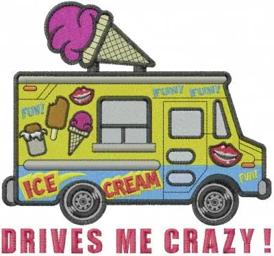 Same Day Shipping Ice Cream Truck Embroidery Design