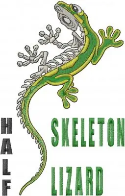 Half Skeleton Lizard Embroidery Design Mega Sale