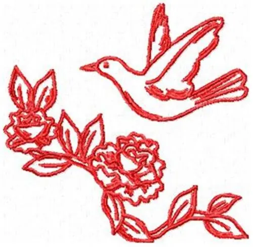 Dove with Flowers Embroidery Design Free Returns