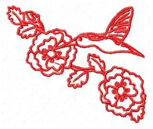 Factory Price Redwork Hummingbird Embroidery Design