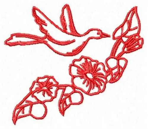 No Minimum Order Redwork Bird Embroidery Design