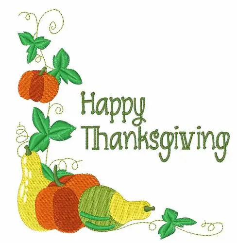 Happy Thanksgiving Corner Embroidery Design Markdown
