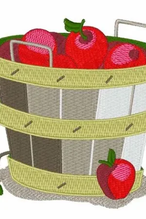 Apple Basket Embroidery Design Certified
