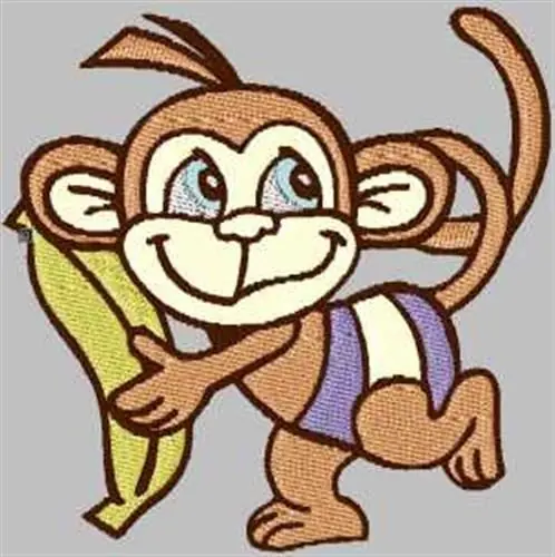 Monkey with Banana Embroidery Design Next Day Delivery