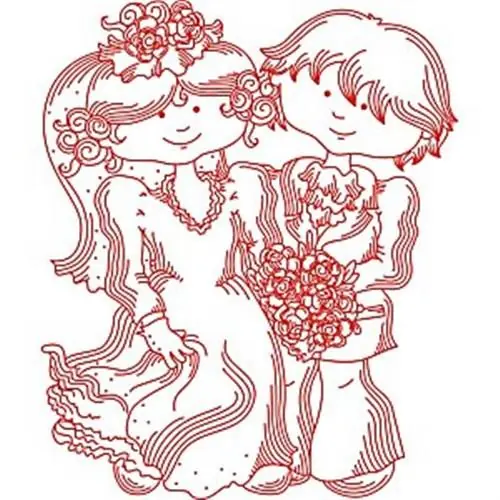 Redwork Bride and Groom Embroidery Design Sale