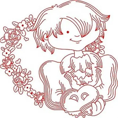 Redwork Groom Embroidery Design Authentic