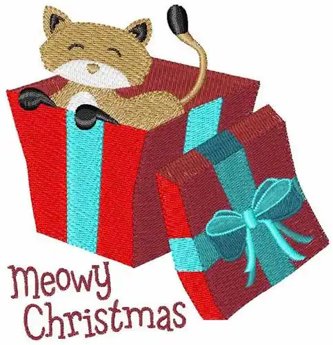 Meowy Christmas Embroidery Design Handmade
