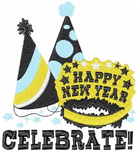 Celebrate New Years Embroidery Design Same Day Shipping