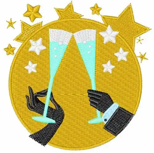 Clearance Champagne Toast Embroidery Design