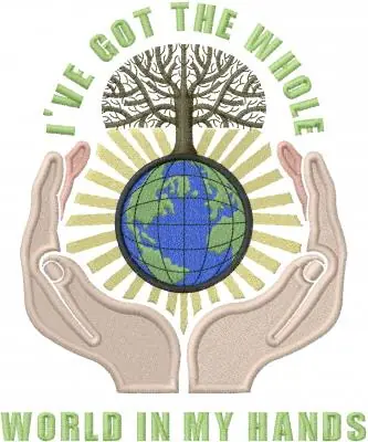 Budget World In My Hands Embroidery Design