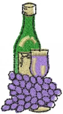 Wine and Grapes Embroidery Design In Demand