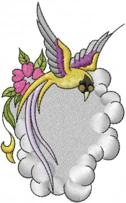 Deal Bird In Cloud Embroidery Design