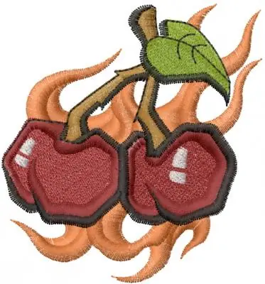 Cherries With Flames Embroidery Design Must Have