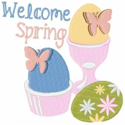 Welcome Spring Easter Eggs Embroidery Design Seasonal Sale