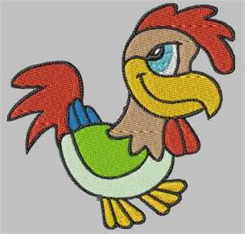 Cartoon Rooster Embroidery Design Warranty Included