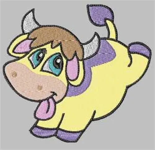 No Minimum Order Cartoon Cow Embroidery Design