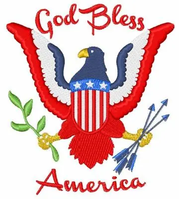 God Bless America Embroidery Design Genuine