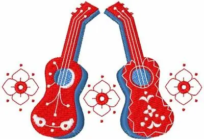 Reduced Price Guitar Border Embroidery Design