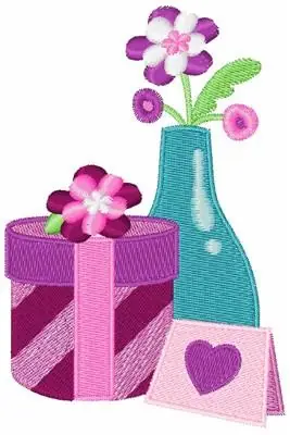 Gift Card And Flowers Embroidery Design Affordable