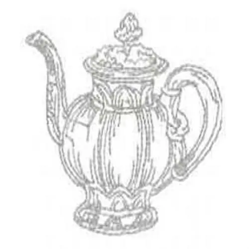 Redwork Kettle Embroidery Design Same Day Shipping