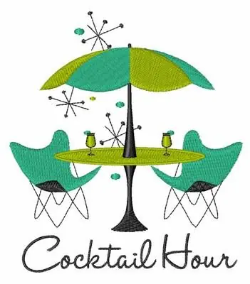Fast Shipping Cocktail Hour Embroidery Design
