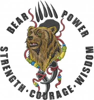 Markdown Bear Power Embroidery Design