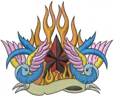 Top Rated Two Birds Tattoo Embroidery Design