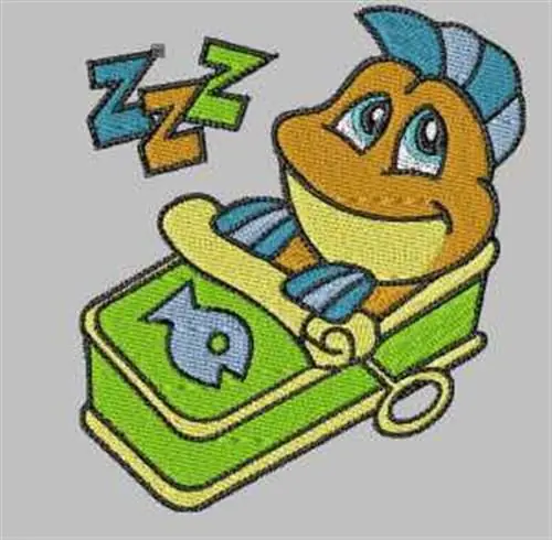 Fish In Can Embroidery Design Modern