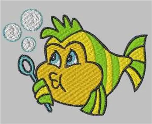 Bubble Fish Embroidery Design Brand New