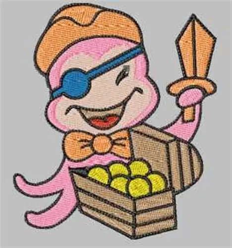 Octopus Pirate Embroidery Design Money Back Guarantee