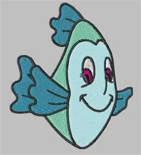Happy Fish Embroidery Design Genuine