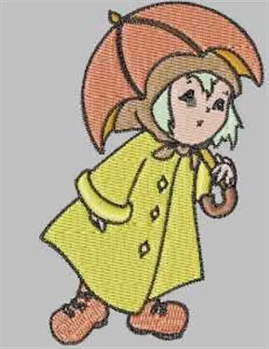 Rain Day Girl Embroidery Design Express Delivery