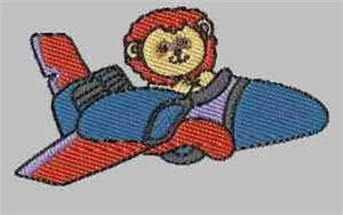 Lion In Airplane Embroidery Design Latest
