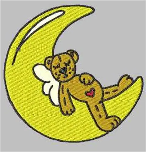 Bear On Moon Embroidery Design Markdown