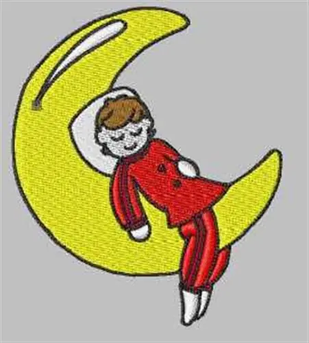 Boy On Moon Embroidery Design Get Yours