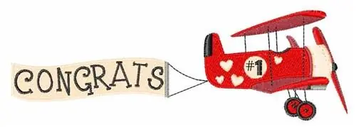 Congrats Plane Banner Embroidery Design Budget