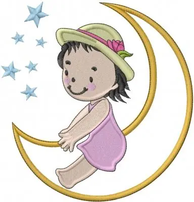 Crescent Moon Baby Embroidery Design Luxury