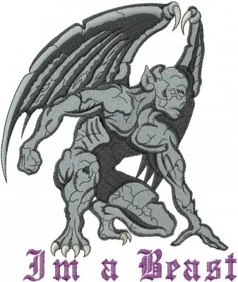Modern Gargoyle Beast Embroidery Design