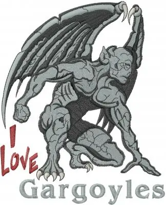 I Love Gargoyles Embroidery Design One Day Deal