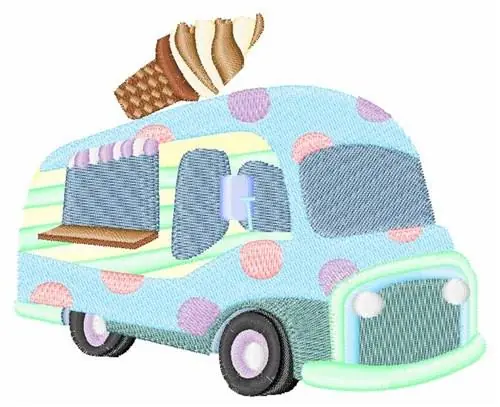 Free Delivery Ice Cream Truck Embroidery Design