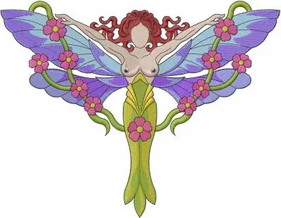 Premium Fantasy Butterfly Woman Embroidery Design