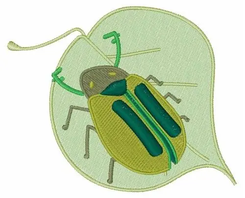 Beetle On Leaf Embroidery Design Markdown