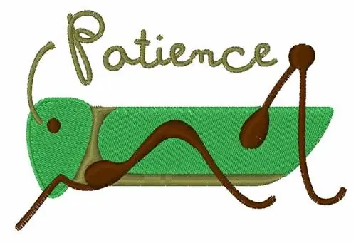 Patience Grasshopper Embroidery Design Direct From Manufacturer