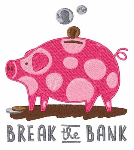 Break The Piggy Bank Embroidery Design Clearance