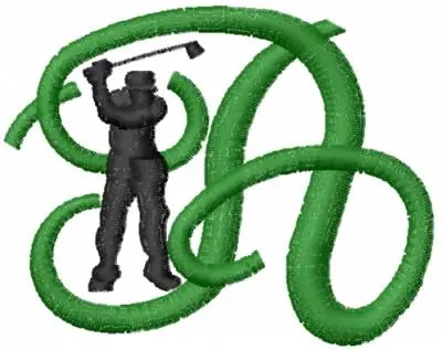 Popular Golf Letter A Embroidery Design