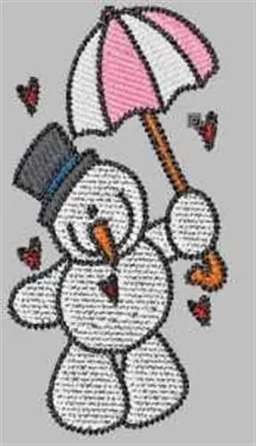 Snowman With Umbrella Embroidery Design Big Sale