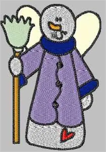 Snowman With Broom Embroidery Design Worldwide Shipping