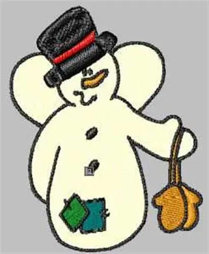 Crafted Snowman With Mittens Embroidery Design