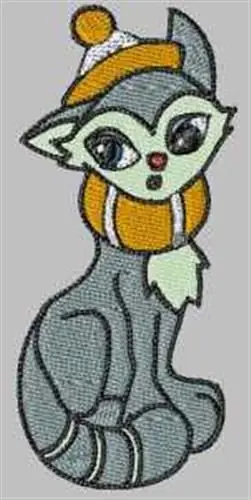 Money Back Guarantee Winter Cat Embroidery Design
