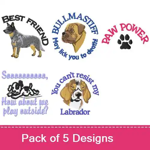 Adorable Pooches Embroidery design pack by MA Designs, Embroidery Packs on EmbroideryDesigns.com Free Shipping